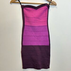 Bebe Strapless Bodycon Strapless Mini Dress Purple Colour-Block Y2K